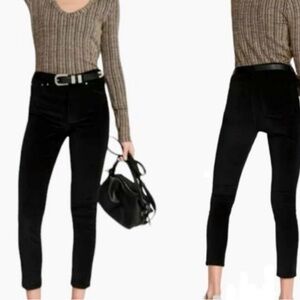 Rag & Bone High Rise Black Velvet Skinny Pants | Size 25